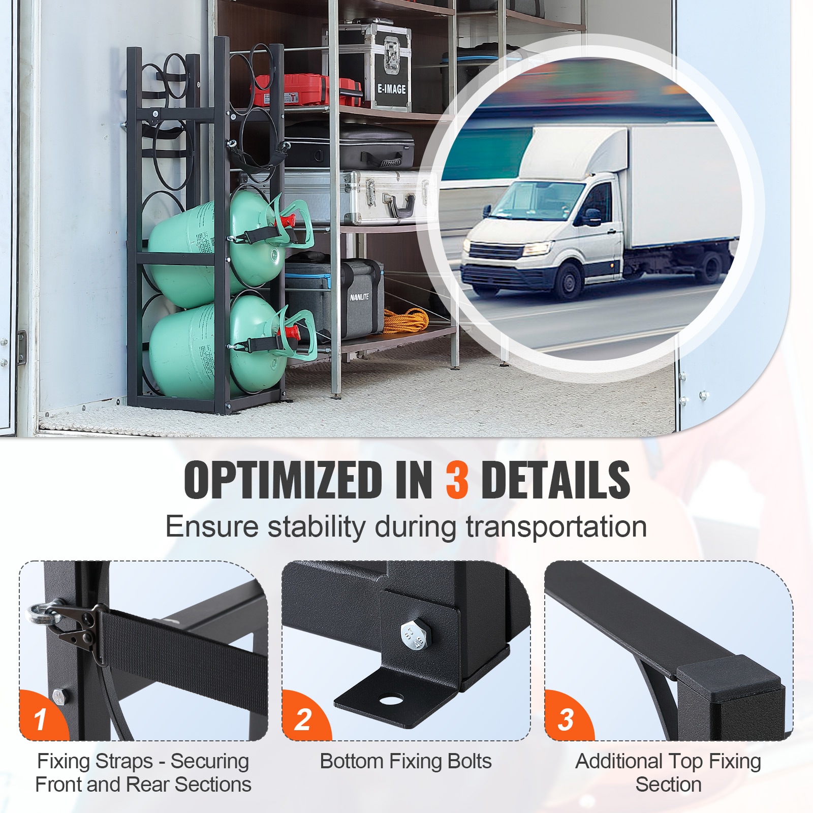Refrigerant Tank Rack, With 2 X 30lbs And Other 3 Small Bottle Tanks, Cylinder Tank Rack 12.79x12.99x47.12 In, Refrigerant Cylinder Rack And Holders For Freon, Gases, Oxygen, Nitrogen_maomaolike.com